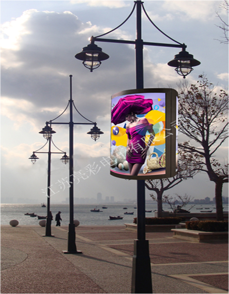 P3.8 double-sided glass lamp post screen